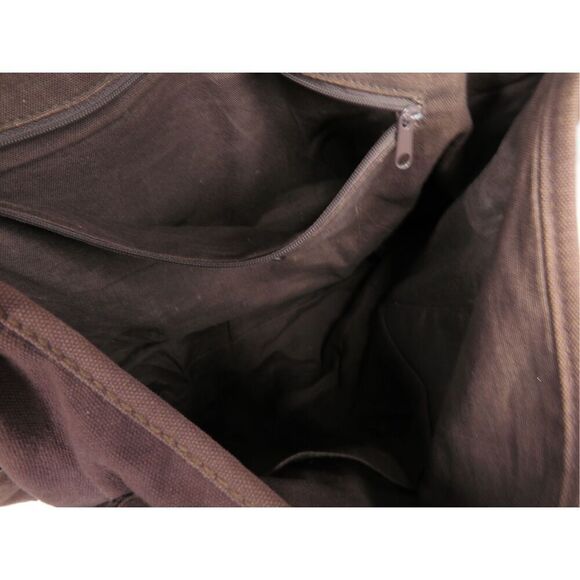 Fossil Key Brown Distressed Leather Canvas Messenger Bag Laptop Crossbody Bag - Picture 10 of 11